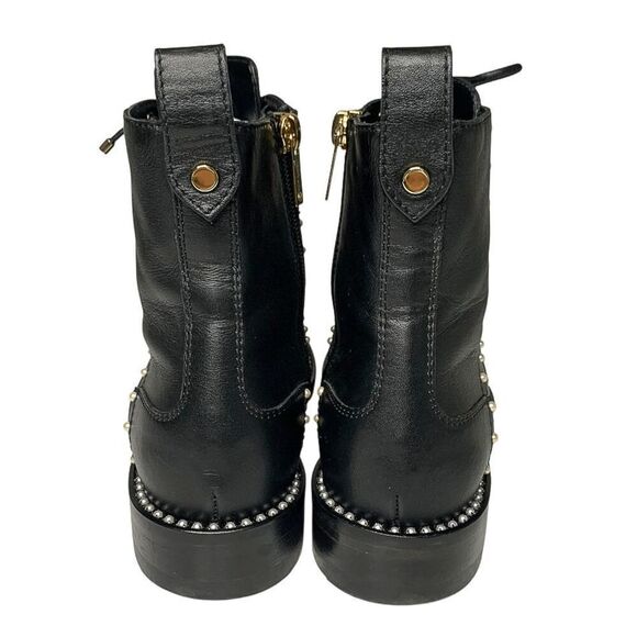 Jimmy Choo Hannah Faux Pearl-embellished Leather Motto Combat Ankle Boot EU 36.5 - Picture 7 of 10